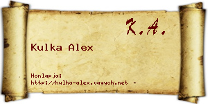 Kulka Alex névjegykártya